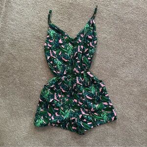 Topshop women’s tropical print tie waist romper - Size 6